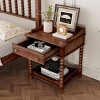 Elegant Wooden Nightstand with Drawer and Open Shelf, Rustic Wood Side Table with Storage for Bedroom or Living Room – Maison Boucle - 3 of 4