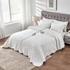 Oversized King Bedspreads 128x120 Extra Wide Quilt for Tall King California King Bed Lightweight 3 Piece Set Pure White - 2 of 4