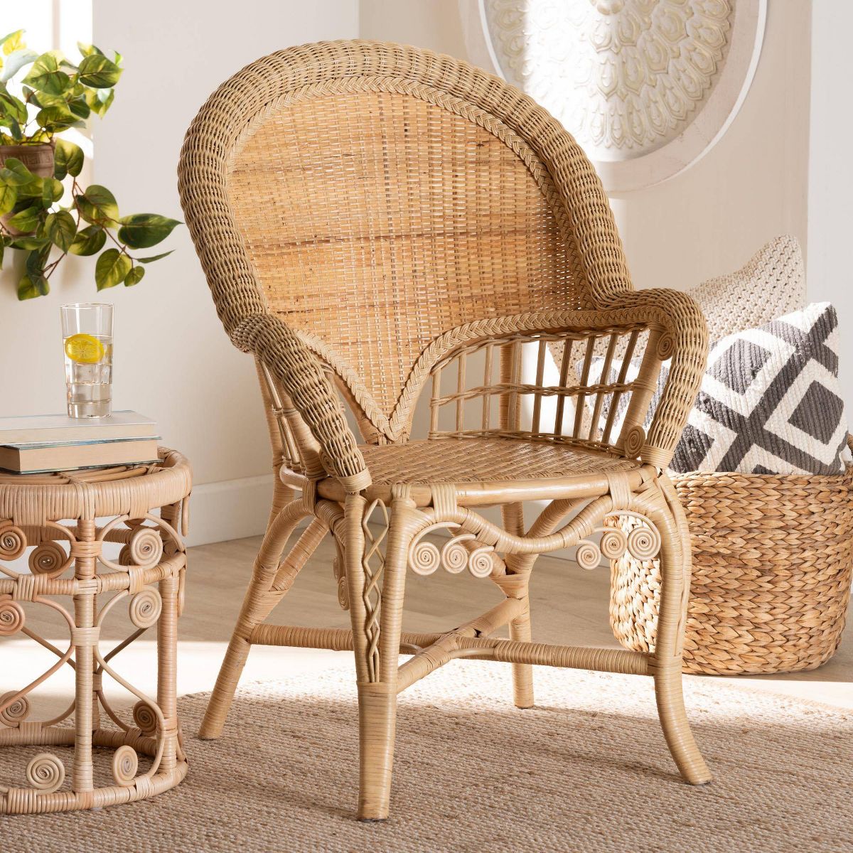 bali & pari Ratu Rattan Accent Chair: Handcrafted, Bohemian Design, No Assembly Required - thumbnail 3