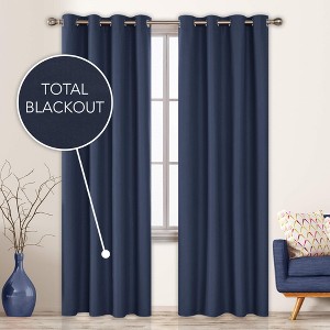 Deconovo Total Blackout Grommet Curtains, 2 Panels, OEKO-Certified - 1 of 4