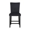 HomeRoots Set of Two 25" Black Wood and Velvet Counter Height Bar Chairs - 4 of 4