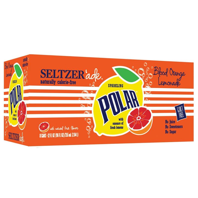 Polar Blood Orange Lemon Seltzer Water - 8pk/12 fl oz Cans, 1 of 5