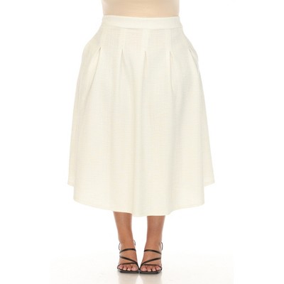 White Mark Plus Size Flared Tweed Skirt