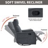 Heat Massage Recliner Chair, Manual Recline with Rocker and Swivel in Soft Fabric, 2 Side Pockets, Wood & Metal Frame - ModernLuxe - 4 of 4