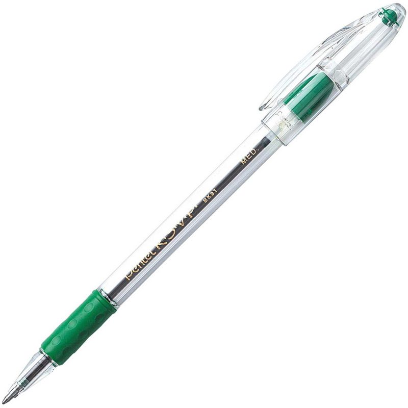 Pentel R.S.V.P. Ballpoint Pen, 1.0 mm, Green, Pack of 12, 1 of 2