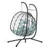 ELJGET Double Hanging Egg Chair with Stand and Soft Cushion, Dark Gray - 4 of 4