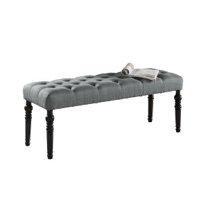 Dexmalle Gray Fabric Tufted Turned Leg Dining Bench - 1 of 4