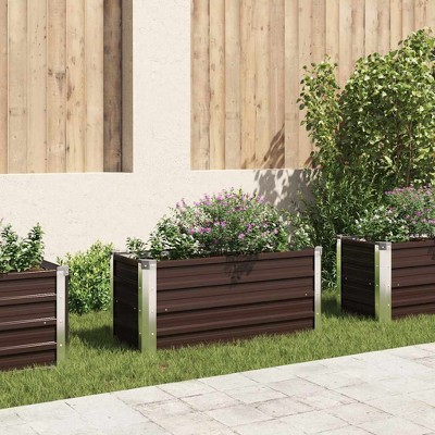 vidaXL Raised Garden Bed Brown Galvanized steel Large Durable