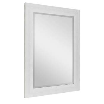 31.5" x 43.5" Textured Wash Plank Frame Mirror White - Head West