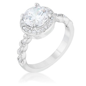 Slickblue Radiant 2.2ct Clear Cubic Zirconia Ring in Rhodium, Halo Design for Timeless Engagement, Sizes 5-10 - 1 of 4