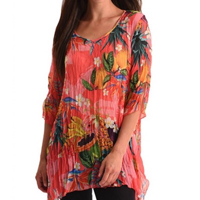 Women's Hawaiian Escape 3/4 Sleeve Tunic - ANGEL