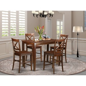 HomeStock Dining Counter Height Set- High Table And Dining Chairs, Mahogany - 1 of 3