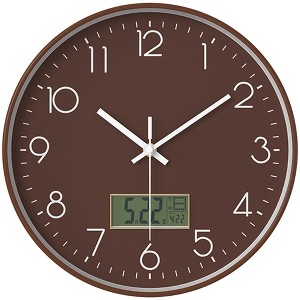 REGALWOVEN Plastic Silent Battery Powered Date and Temperature Wall Clock 12 Inches - 1 of 4
