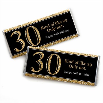 Big Dot of Happiness Adult 30th Birthday - Gold - Candy Bar Wrappers Birthday Party Favors - Set of 24