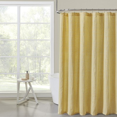 Hotel Collection Premium Waffle Weave Fabric Shower Curtain By Kate Aurora  - Ochre/yellow : Target