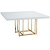 HomeRoots 59" White and Gold Wood and Metal Pedestal Base Square Dining Table - 4 of 4