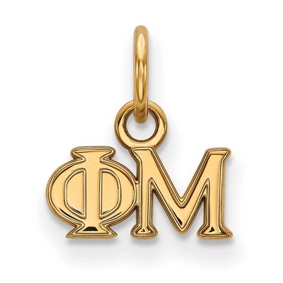 Black Bow Jewelry 14k Yellow Gold Plated Sterling Silver Phi Mu Greek Life Extra Small Pendant