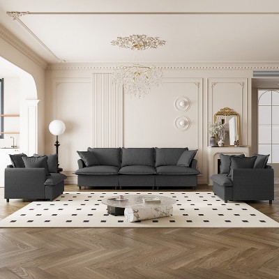 Whisen Oversized Modern Sofa Module for Modular Sectional Sofa, Wide Seat Chenille Armchair with Pillows