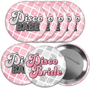 Big Dot of Happiness Disco Ball - 3 inch Groovy Hippie Bachelorette Party Badge - Pinback Buttons - Set of 8 - 1 of 4