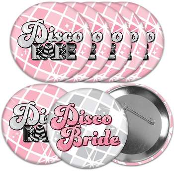 Big Dot of Happiness Disco Ball - 3 inch Groovy Hippie Bachelorette Party Badge - Pinback Buttons - Set of 8