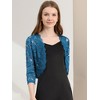 INSPIRE CHIC Women's Elegant 3/4 Sleeve Sheer Floral Lace Open Front Crop Shrug - 2 of 4