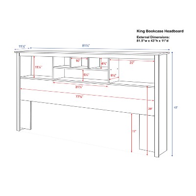Espresso King Wood Bookcase Headboard with Storage