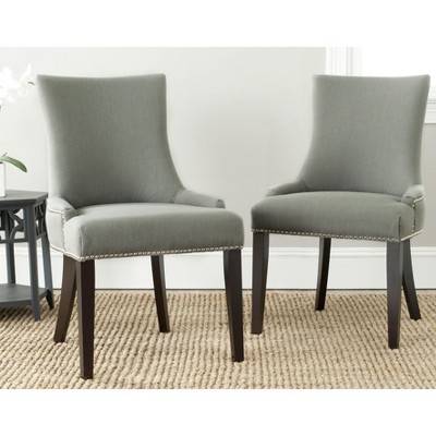 Elegant Sloped-Arm Linen Side Chair in Gray with Birch Wood Legs