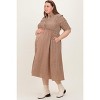 Pinkblush Mocha Gingham Smocked Button Down Maternity Plus Midi Dress - 3 of 4