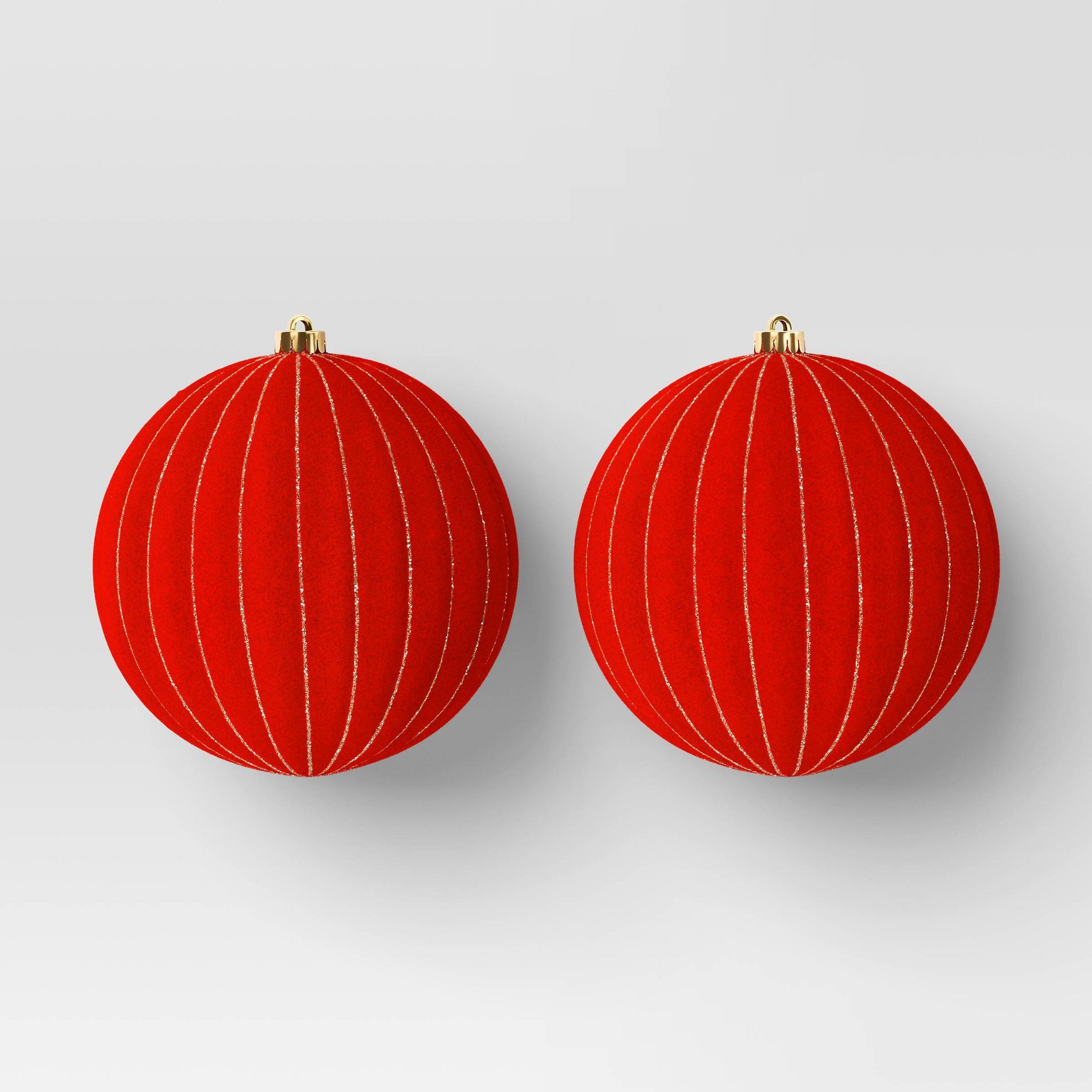 2ct Christmas 200mm Flocked Ribbed Glitter Ornament Set - Wondershop™