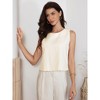 INSPIRE CHIC Women's Linen Sleeveless Summer Crew Neck Scallop Hem Office Cropped Blouses - 4 of 4
