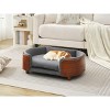 ORRD Scandinavian Elevated Dog Bed with Walnut Wood Legs, Orthopedic Pet Sofa & Washable Dark Grey Velvet Cushion, Mid Size - 2 of 4