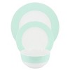 Gibson 12 Piece Banded Fine Ceramic Dinnerware Set in Turquoise - 2 of 4