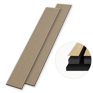 SMARTSTANDARD 105.9 in. x 20.47 in. x 0.9 in. Slat Wood Acoustic Sound Absorbing 3D Decorative Wall Paneling, 2-Pack - 1 of 4