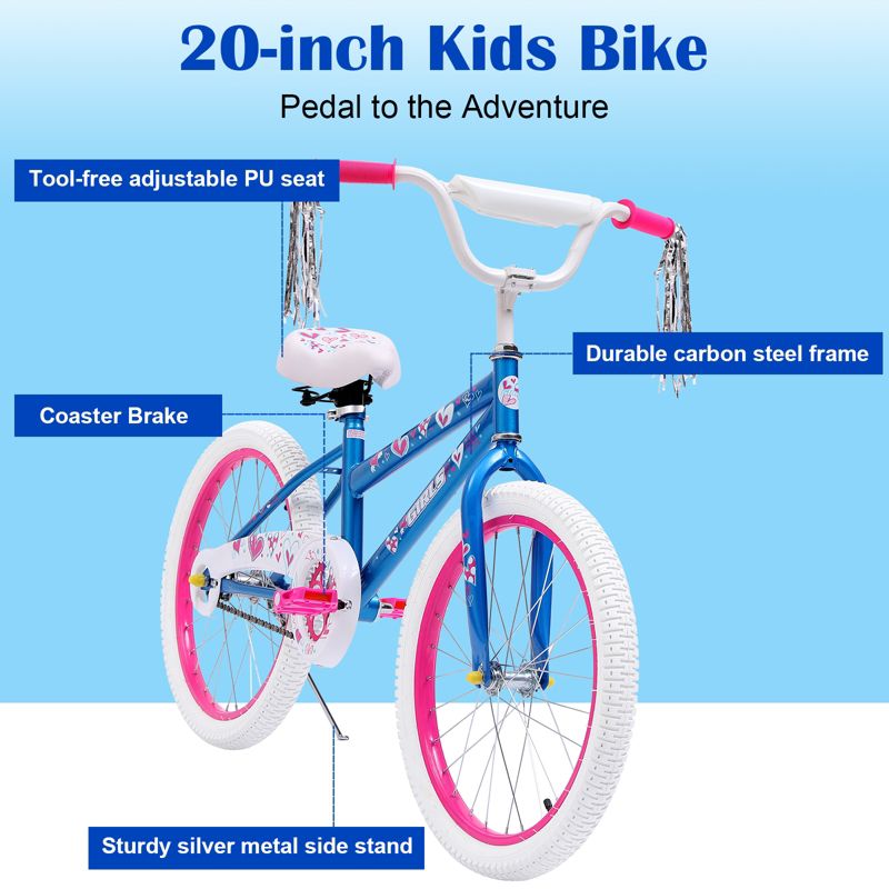 SKONYON 20" Kids Bike Bicycle Ideal for Girls Aged 5-12 Playful Design, 2 of 10