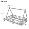 CAVINAS Twin Size Wood Montessori Bed with Safety Guardrails,Modern Tent-Shaped Floor Bed with Slats and Door,Toddler Bed for Bedroom - 3 of 4