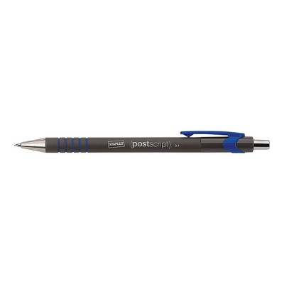 Staples PostscriptRetractable Ballpoint Pens Fine Point Blue Dozen 808009