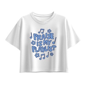 Girls' - Instant Message - Praise Is My Playlist Short Sleeve Boxy Graphic T-Shirt - 1 of 3