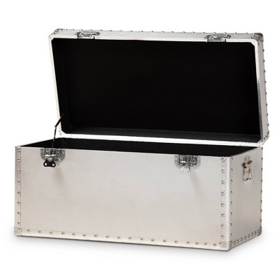 Serge Silver Metal Industrial Storage Trunk