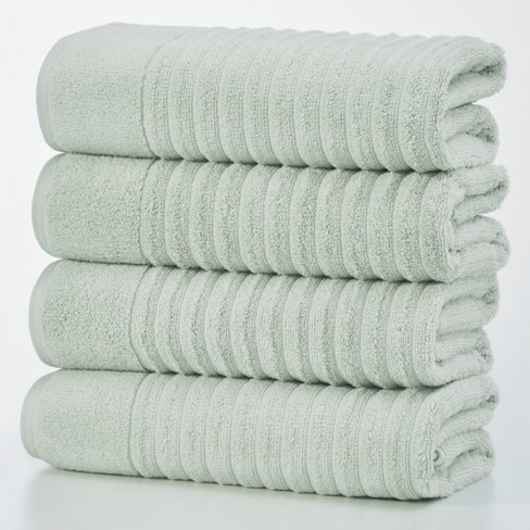 Zero-twist, 100% Combed Cotton Ribbed Bath Towel Set (4 Pack Bath, Sage Green) : Target