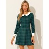 INSPIRE CHIC Women's Peter Pan Collar Fit and Flare Mini Plaid Tartan A Line Dresses - 3 of 4