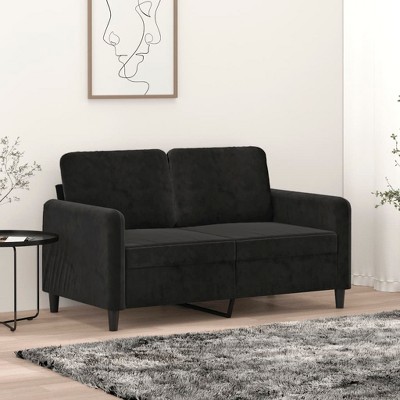 vidaXL 2-Seater Sofa Black 47.2 in. Velvet