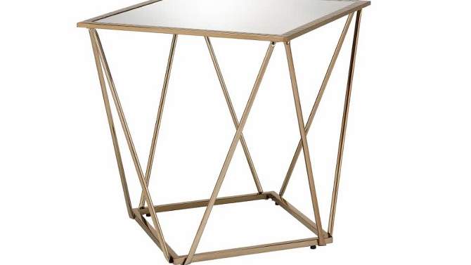 22&#34; Fogya Mirrored Champagne Folding Table Gold Finish - Acme Furniture, 2 of 7, play video