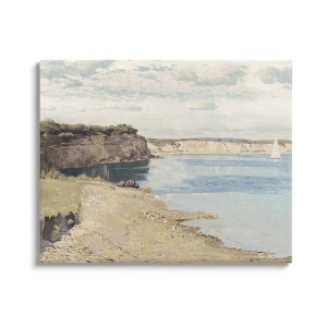 Stupell Industries Still Morning Oceanside Cliffs and a Sailboat Painting Canvas Art - 1 of 4