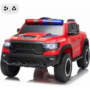 Jojoka 12V Licensed RAM 2-Seater Kids Ride On Police Truck, Electric Car w/ Remote, 3 Speeds, Suspension, LED Lights & Music - 1 of 4