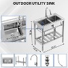 33"x18"x30" Kitchen Sink Stainless Steel Commercial 2 Compartment Utility Sink With Faucet - 2 of 4