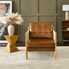KINWELL Genuine Leather Accent Chair With Fabric Tape Wrapped Arms for Living Room Lounge - 2 of 4
