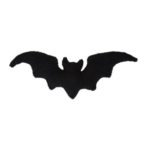 C&F Home 10" x 22" Black Bat Shaped Polyester Accent Halloween Accent Pillow - 1 of 3