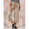 ECUPPER Womens Linen Cropped Pants Loose Casual Capri Cotton Wide Leg Plus Size Elastic Waist with Drawstring Trouses - 2 of 4