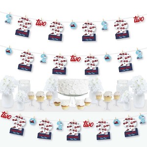 Big Dot of Happiness 2nd Birthday Railroad Party Crossing - Chugga Chugga Two Two - Train Birthday Party Decor - Clothespin Garland Banner - 44 Pieces - 1 of 4