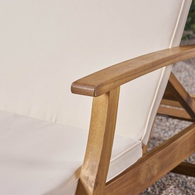 Samantha Retro Dual-Wide Chaise Lounger with Cushions - Cream
